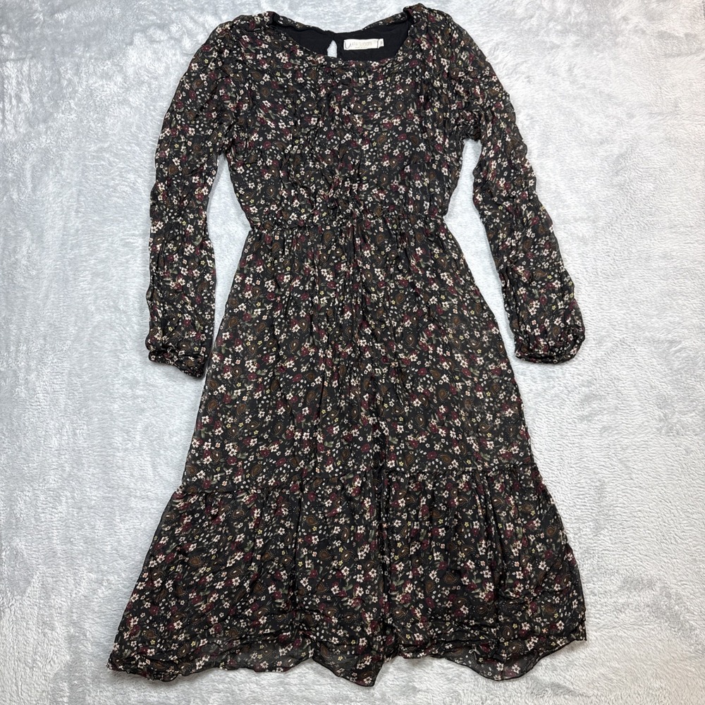 Lara Guidotti Maxi Dress Women Medium Black Floral Paisley Silk Blend